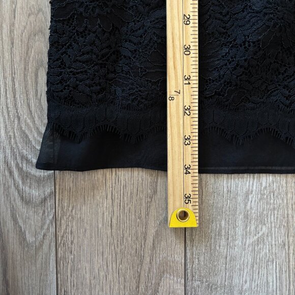 Diane von Furstenberg Lace Trimmed Black Shift Mini Dress Womens Size Medium LBD - Picture 12 of 16